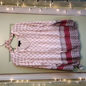 Women's Sanctuary flowy tunic pattern print lightweight Small cream maroon top
